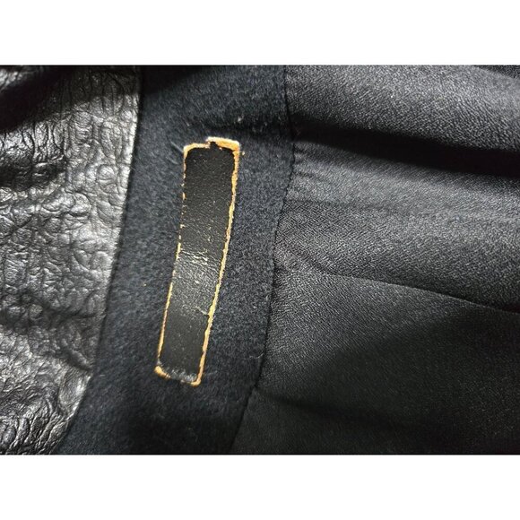 Vintage Black Wool Leather Trim Overcoat Classic - Picture 16 of 16